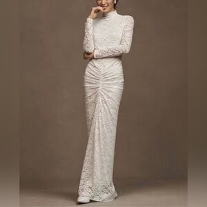 Ronny Kobo Scorpio Ruched Lace Maxi Dress